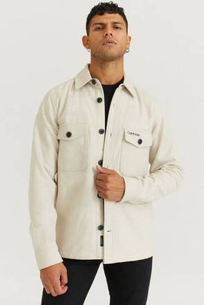 Calvin Klein Overshirt Wool Shirt Jacket Beige