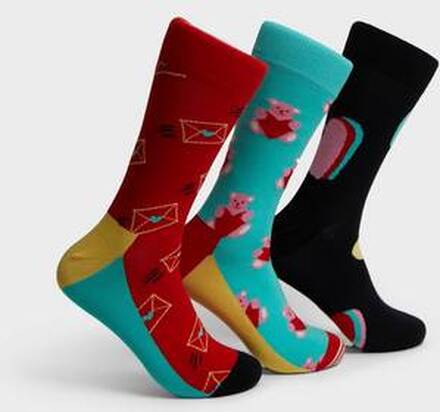 Happy Socks 3-Pack Strumpor I Love You Socks Gift Set Röd