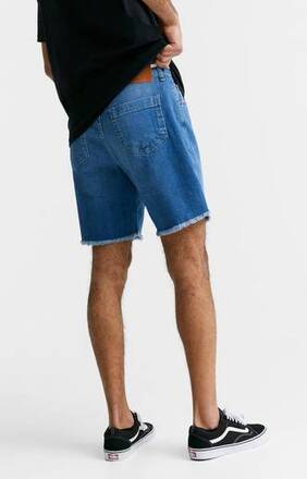 SIKSILK Shorts Raw Hem Relaxed Denim Shorts Blå