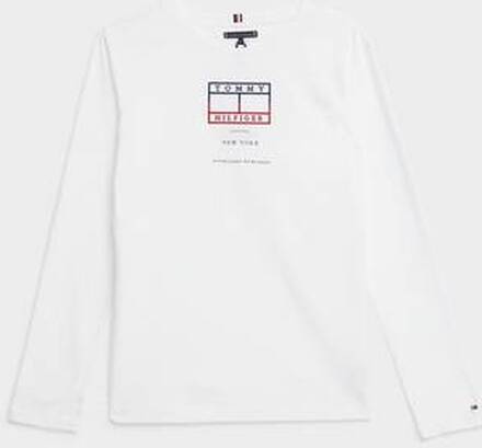Tommy Hilfiger Långärmad T-shirt Embroidered Flag Tee Vit