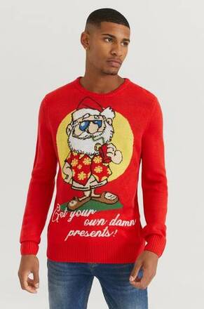 Speechless Stickad tröja Christmas Sweater Röd