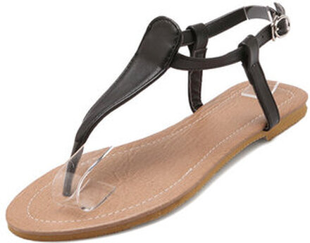 Pure Color Flip Flops T Shape Flat Beach Sandals For Women