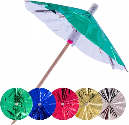 15x Gekleurde parasols prikkers 10 cm