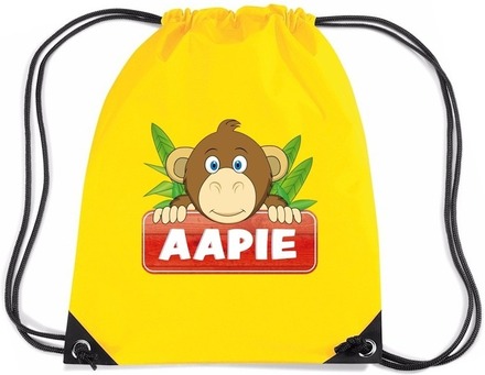 Aapie het aapje rugtas / gymtas geel voor kinderen