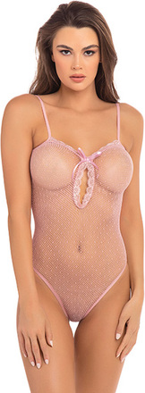 Rene Rofe Undone See Through Bodysuit Pink One Size Teddy