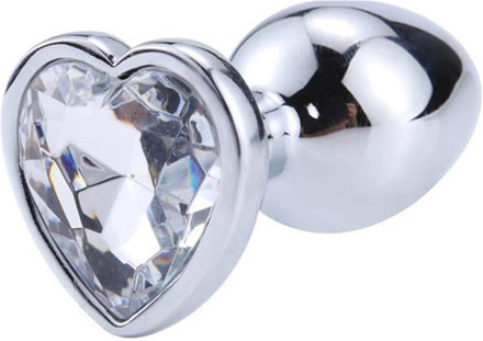 Heart White Anal Plug With Heart Jewel M Analplugg i metall