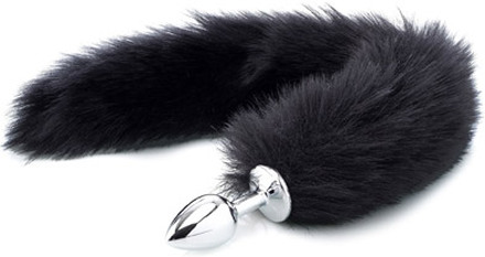 Deluxe Fluffy Fox Plug Black 45 cm Analplug med hale