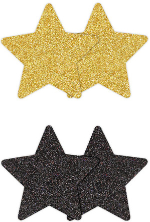 Pretty Pasties Glitter Stars Black Gold 2 Pair Nipple covers