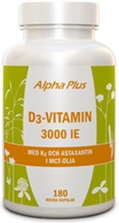 D3-vitamin 3000 IE med K2 och Astaxantin 180 kapslar