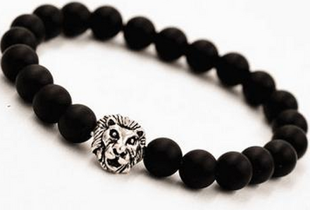 Armband "Buddha -Lion" -Svart/Silver