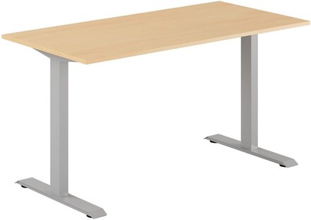 Fast skrivbord, grått stativ, bok bordsskiva 140x80cm