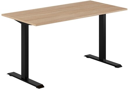 Fast skrivbord, svart stativ, urban oak bordsskiva 140x60cm