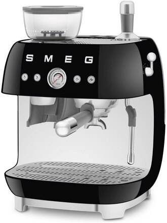 Manuell espressomaskin 50's Style, kaffekvarn, blank, svart