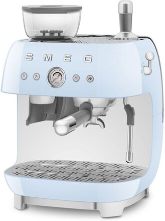 Manuell espressomaskin 50's Style, kaffekvarn, blank, pastellblå