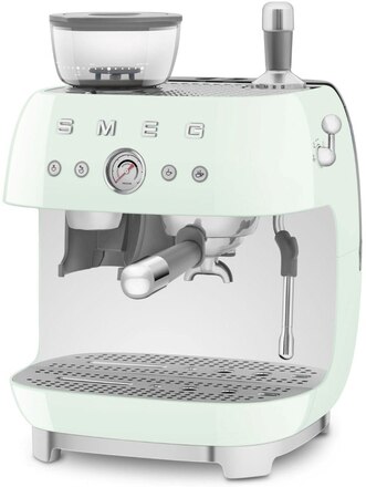 Manuell espressomaskin 50's Style, kaffekvarn, blank, pastellgrön