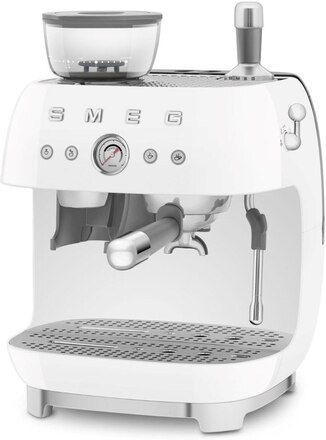 Manuell espressomaskin 50's Style, kaffekvarn, blank, vit