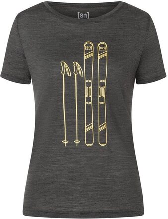 Super.natural Skiing Tee Women Pirate Grey Melange/Gold