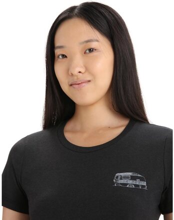 Icebreaker Central Classic Caravan Life SS Tee Women Black