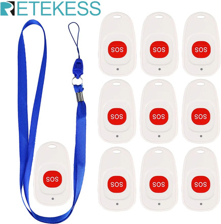 10pcs Retekess TH001 Emergency Call Button SOS Transmitter Wireless Call Bell Pager for the Elederly Clinic Patient