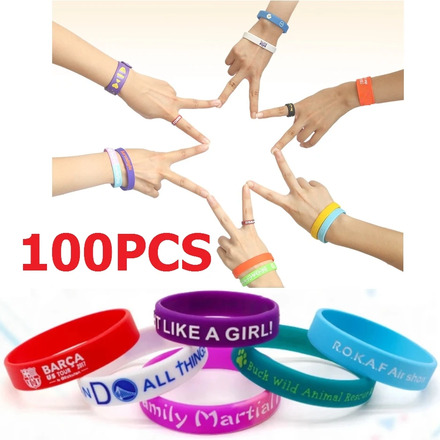 100pcs/50pcs Customized Silicone Bracelets Printed Technique Custom Wristband Personalized Band For Birthday Party, Events