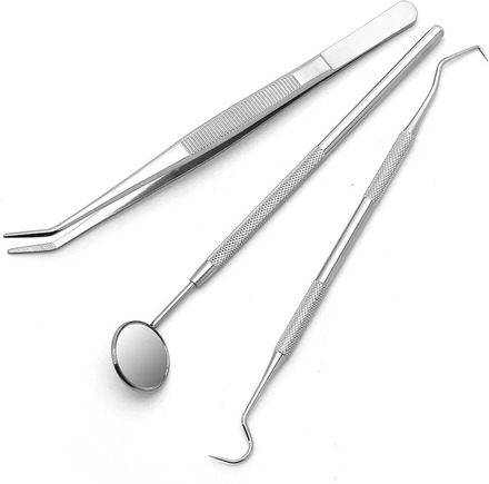 3Pcs/Set Dental Mirror Stainless Steel Dental Tool Set Mouth Mirror Tweezers Probe Dental Kit Oral Care Dentist Prepare Tools