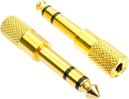 Gold 6.3mm 1/4" Male Plug to 3.5mm 1/8" Female Jack Stereo Headphone Audio Adapter Home Connectors Adapter Microphone