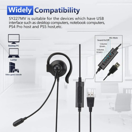 With Microphone Wire Control 3.5mm Aux Call Center Headphone Ear Hook Usb Universal Headphone Office Tools Telephone Operator