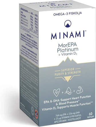 Minami MorEPA Platinum 90% Omega-3 med D-vitamin 60 st