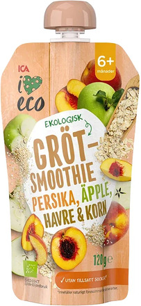 ICA I Love Eco Fruktgröt Persika Äpple HAVRE & Korn 120 g