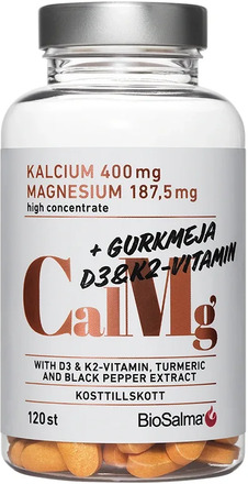 BioSalma Kalcium & Magnesium med D3, K2 & Gurkmeja 120 tabletter