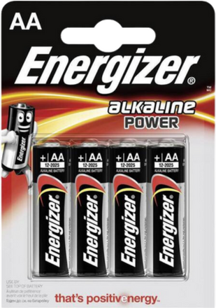 Energizer Alkahline Power AA Batterier - 4 PCS