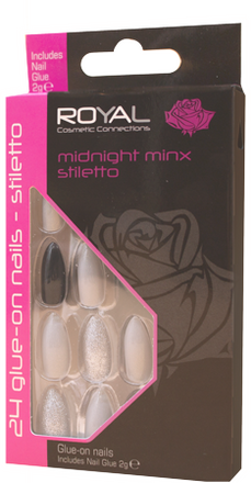 Royal Artificiell Naglar Midnight Minx Stiletto - 24 PCS