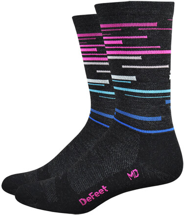 DeFeet Wooleator 6" DNA Strumpor Svart/Rosa/Blå, Str. S