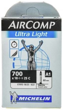 Michelin AirComp Ultra Light Slange Butyl, 18/25x622, 40mm presta, 75g