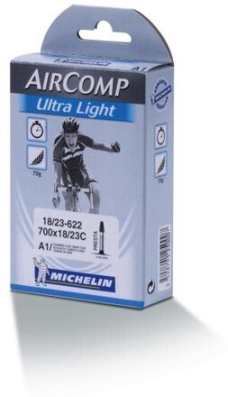 Michelin A1 AirComp Ultra Light Slang Butyl, 18/25x622, 52mm presta, 75g