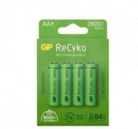 Batteri Laddbar GP Recyko 2600 AA 4/fp