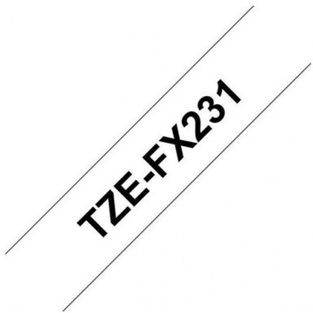 Tape BROTHER TZEFX231 12mm svart på vit