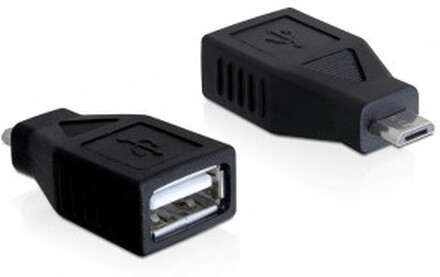 DeLOCK 65296 kabelomvandlare (hane/hona) USB 2.0-A USB Micro-B Svart