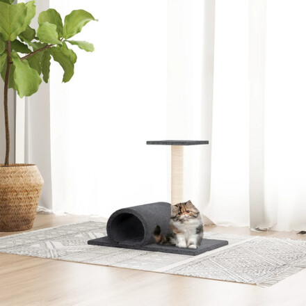 Klöspelare för katt med tunnel Mörkgrå 60x34,5x50 cm