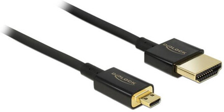 DeLOCK HDMI-A/HDMI Micro-D, 2 m HDMI-kabel HDMI Typ A (standard) HDMI Typ D (micro) Svart