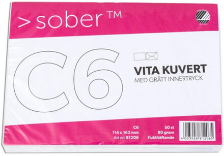 Kuvert SOBER C6 90g Fukthäftande 50/fp