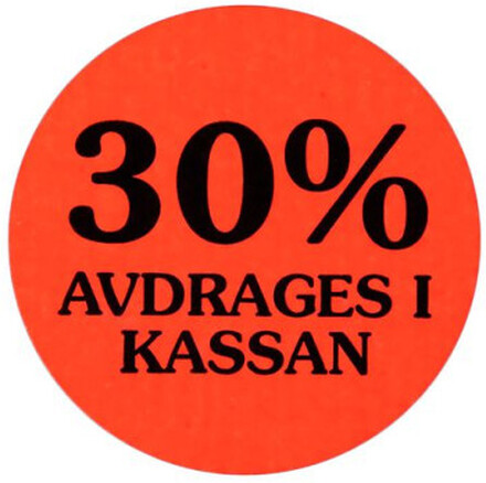 Etikett 30% avdrages i kassan 2000/RL