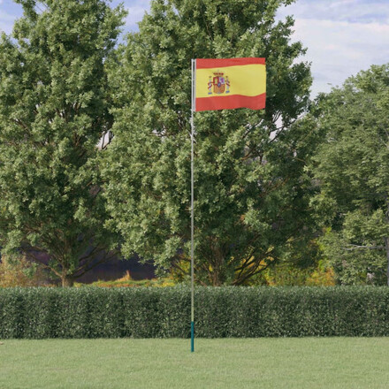 Spaniens flagga och flaggstång 5,55 m aluminium