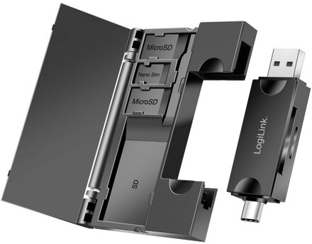 Minneskortsläsare USB-C + USB-A MicroSD - och SD-kort inkl. förvaring