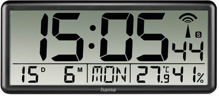 Wall Clock Digital Jumbo Radio Controlled Black