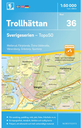 36 Trollhättan Sverigeserien Topo50 : Skala 1:50 000