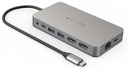 Targus DUEL HDMI 10-IN1 USB 3.2 Gen 1 (3.1 Gen 1) Type-C Rostfritt stål