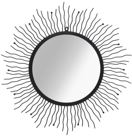 Väggspegel sol 80 cm svart