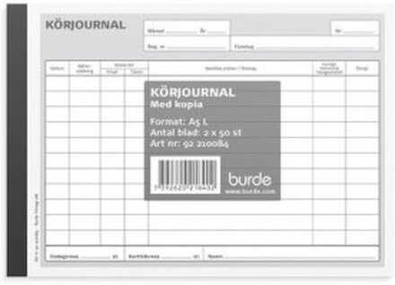 Blankett körjournal A5L 2x50 blad