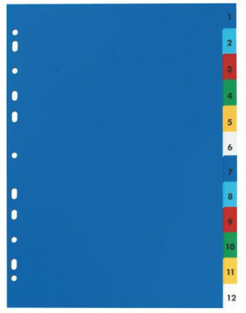 Plastregister ELBA A4 1-12 olika färger